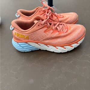 Hoka One One Women's Gaviota 4 Coral and Sky Blue Athletic Shoes